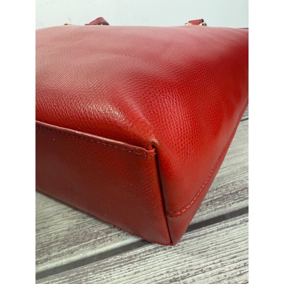 Coach Zip Top F36632 Red Crossgrain Leather Tote Bag EXCELLENT - Picture 15 of 16